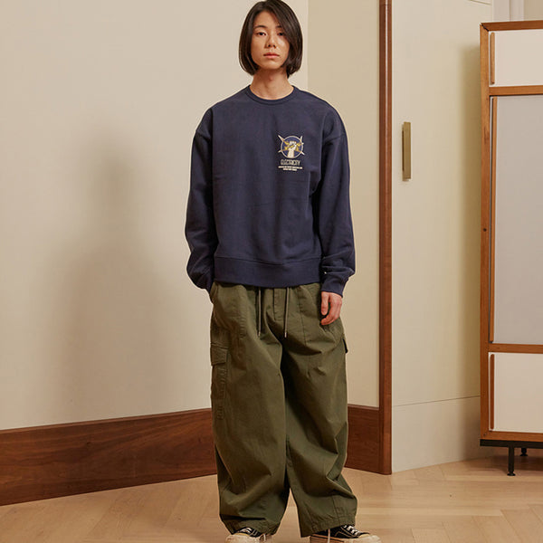 TWILL CARGO BALLOON PANTS - OLIVE