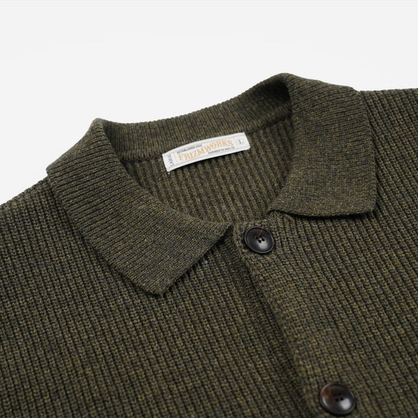 ULTRA HEAVYWEIGHT COLLAR CARDIGAN - FOREST GREEN