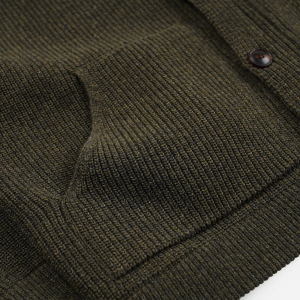 ULTRA HEAVYWEIGHT COLLAR CARDIGAN - FOREST GREEN
