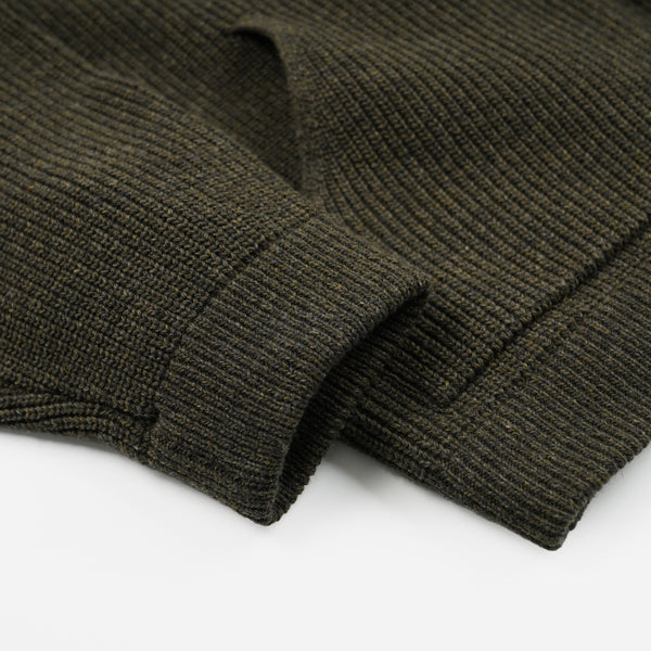 ULTRA HEAVYWEIGHT COLLAR CARDIGAN - FOREST GREEN