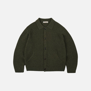 Frizmworks - ULTRA HEAVYWEIGHT COLLAR CARDIGAN - FOREST GREEN -  - Main Front View