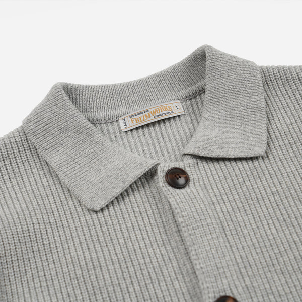 ULTRA HEAVYWEIGHT COLLAR CARDIGAN - LIGHT GREY