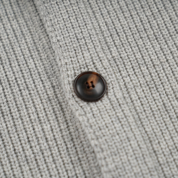 ULTRA HEAVYWEIGHT COLLAR CARDIGAN - LIGHT GREY