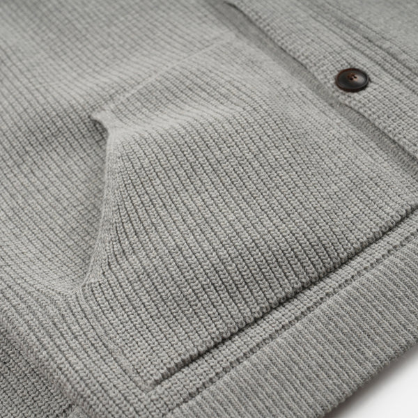ULTRA HEAVYWEIGHT COLLAR CARDIGAN - LIGHT GREY