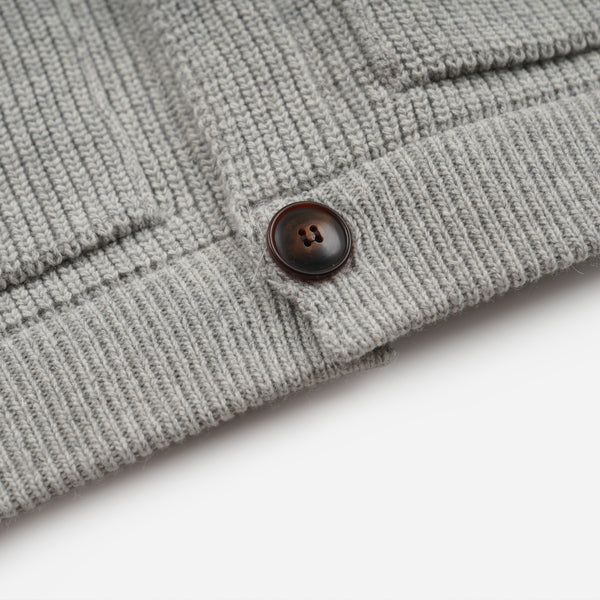 ULTRA HEAVYWEIGHT COLLAR CARDIGAN - LIGHT GREY