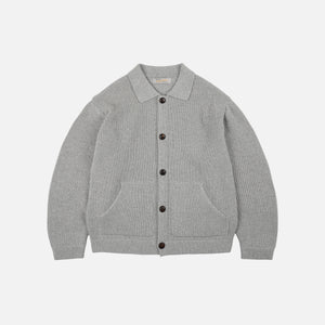 Frizmworks - ULTRA HEAVYWEIGHT COLLAR CARDIGAN - LIGHT GREY -  - Main Front View