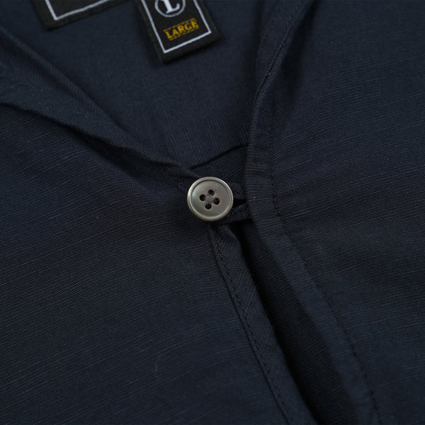 VENTI LINEN MIX POPOVER SHIRT - NAVY