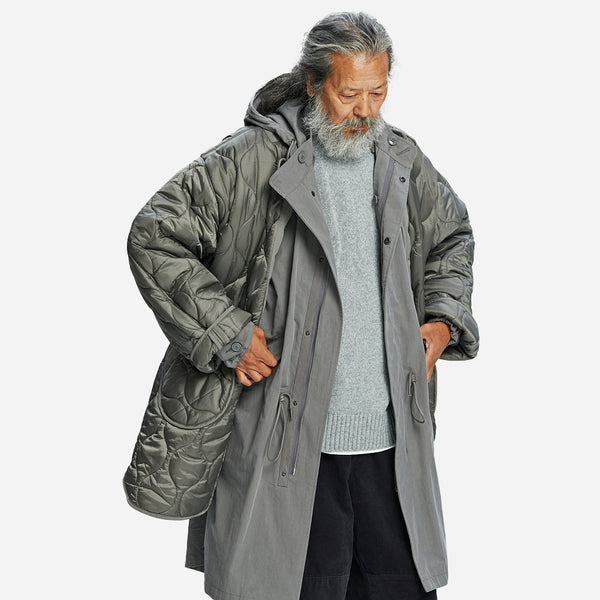 VINCENT M65 FISHTAIL COTTON 2 IN 1  PARKA AND LINER JACKET - GREY