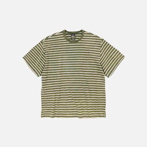 VINTAGE FADED STRIPE HALF T-SHIRT - DARK GREEN