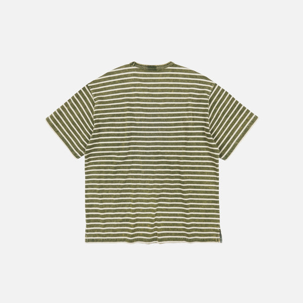 VINTAGE FADED STRIPE HALF T-SHIRT - DARK GREEN