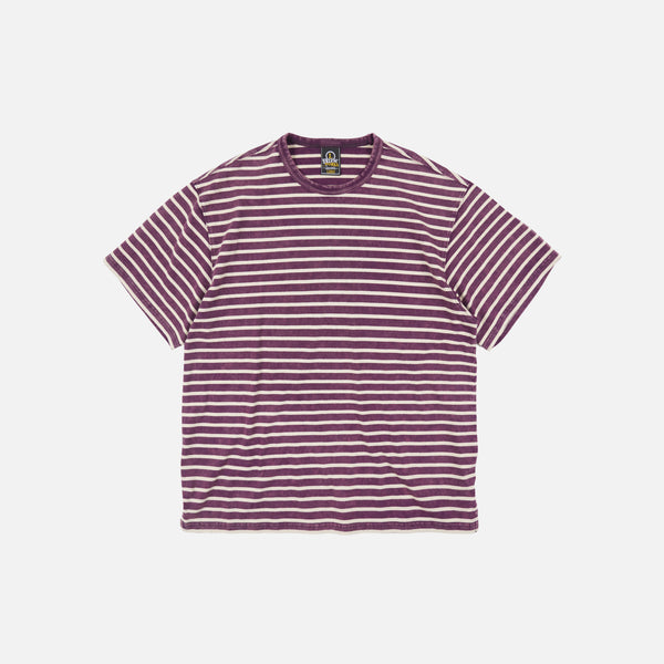 VINTAGE FADED STRIPE HALF T-SHIRT - PURPLE