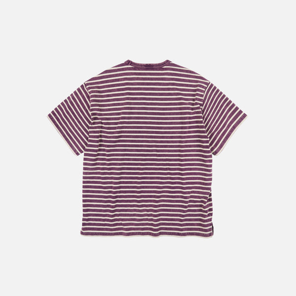 VINTAGE FADED STRIPE HALF T-SHIRT - PURPLE