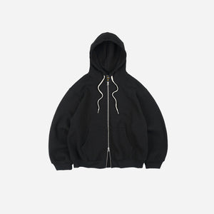 Frizmworks - WAFFLE ZIP UP HOODIE - BLACK -  - Main Front View