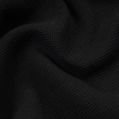 WAFFLE ZIP UP HOODIE - BLACK
