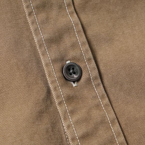 WASHED CARPENTER POCKET WORK SHIRT - BEIGE