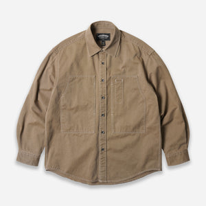 Frizmworks - WASHED CARPENTER POCKET WORK SHIRT - BEIGE -  - Main Front View