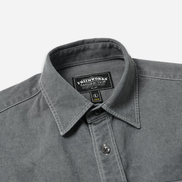 WASHED CARPENTER POCKET WORK SHIRT - CHARCOAL