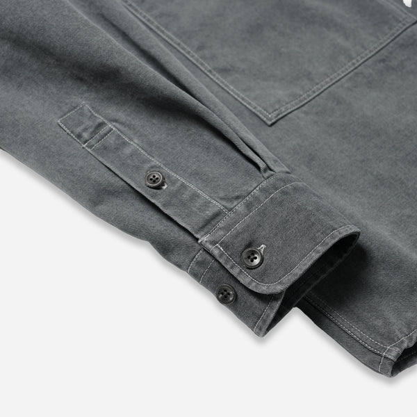 WASHED CARPENTER POCKET WORK SHIRT - CHARCOAL