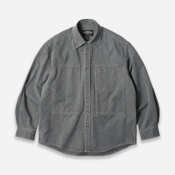 WASHED CARPENTER POCKET WORK SHIRT - CHARCOAL