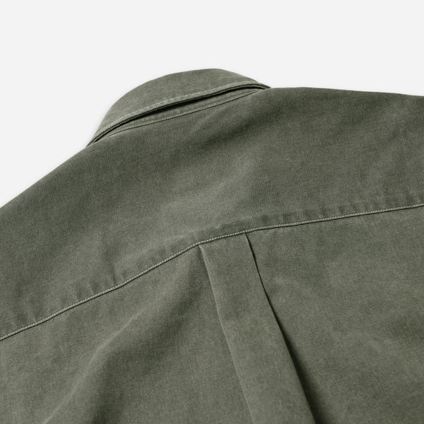 WASHED CARPENTER POCKET WORK SHIRT - OLIVE