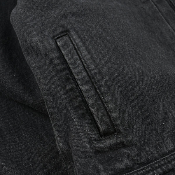 WASHED DENIM TRUCKER JACKET - BLACK