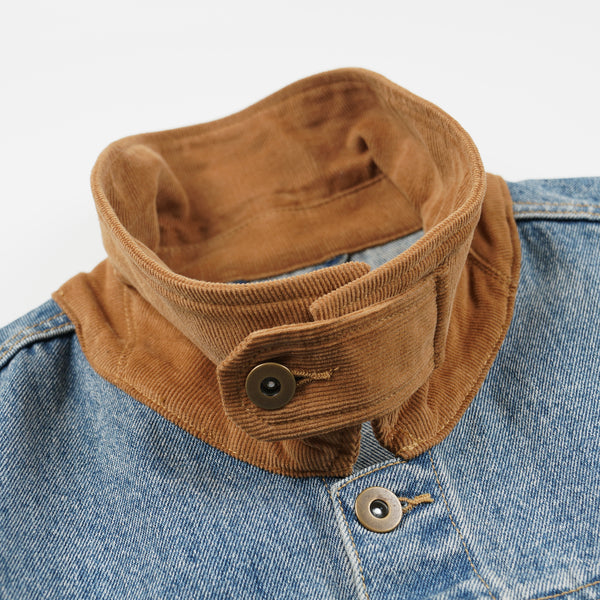 WASHED DENIM TRUCKER JACKET - BLUE