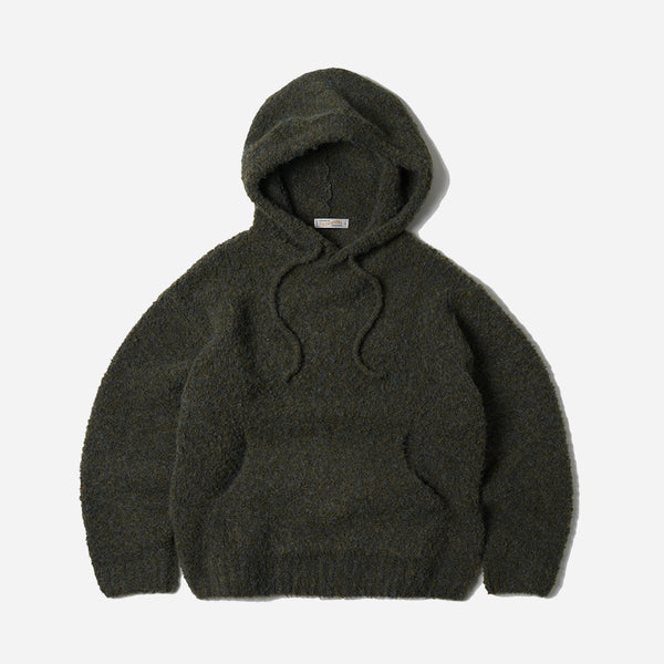WAVE BOUCLE KNIT POPOVER HOODY - OLIVE - THE GREAT DIVIDE