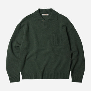Frizmworks - WOOL COLLAR KNIT PULLOVER -FOREST GREEN -  - Main Front View