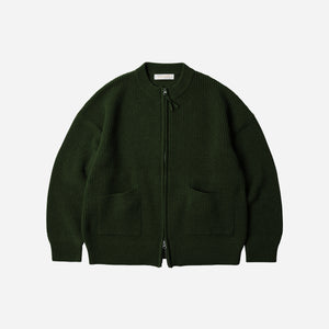 Frizmworks - WOOL DECK ZIP UP CARDIGAN - FOREST GREEN -  - Main Front View
