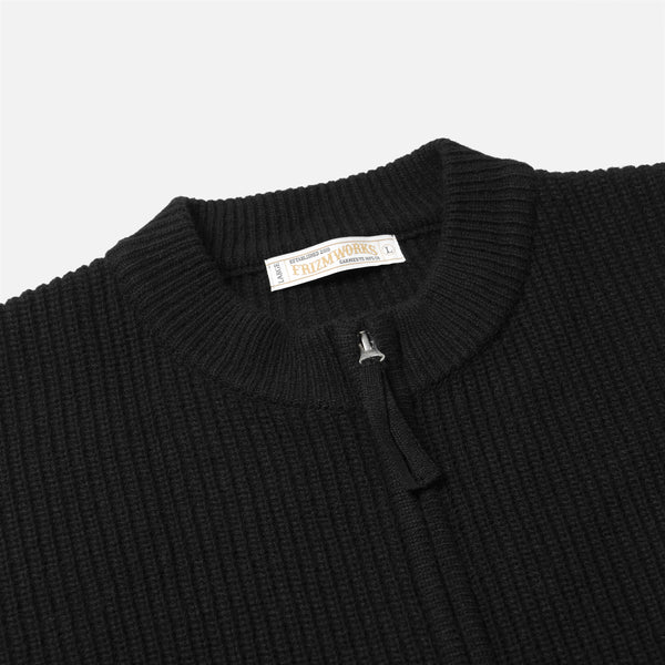 WOOL DECK ZIP UP CARDIGAN - NAVY