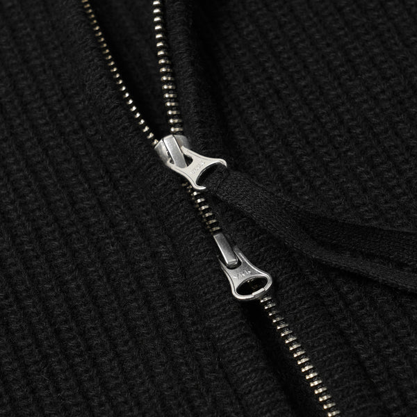 WOOL DECK ZIP UP CARDIGAN - NAVY