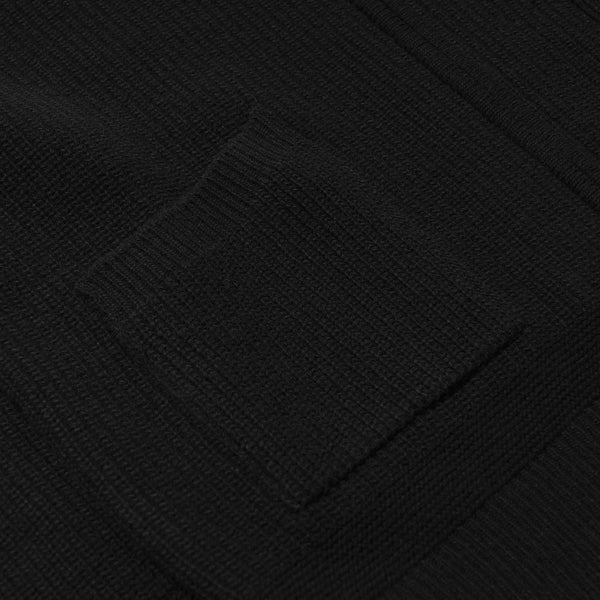 WOOL DECK ZIPUP CARDIGAN - BLACK