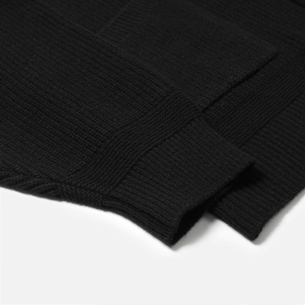 WOOL DECK ZIP UP CARDIGAN - NAVY