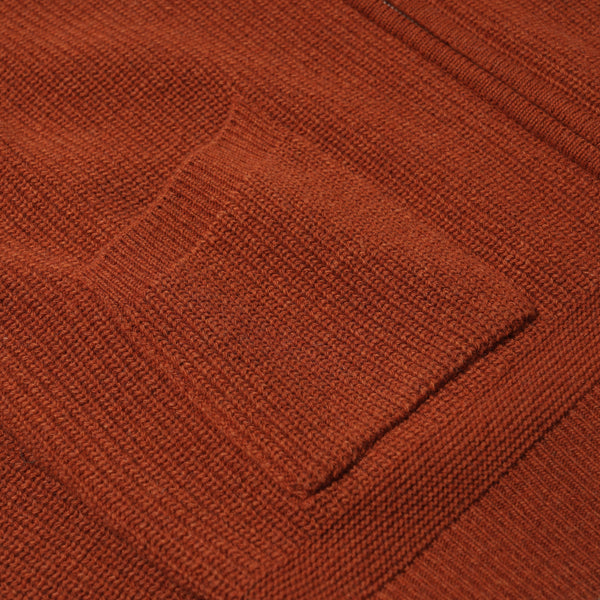 WOOL DECK ZIP UP CARDIGAN - BRICK