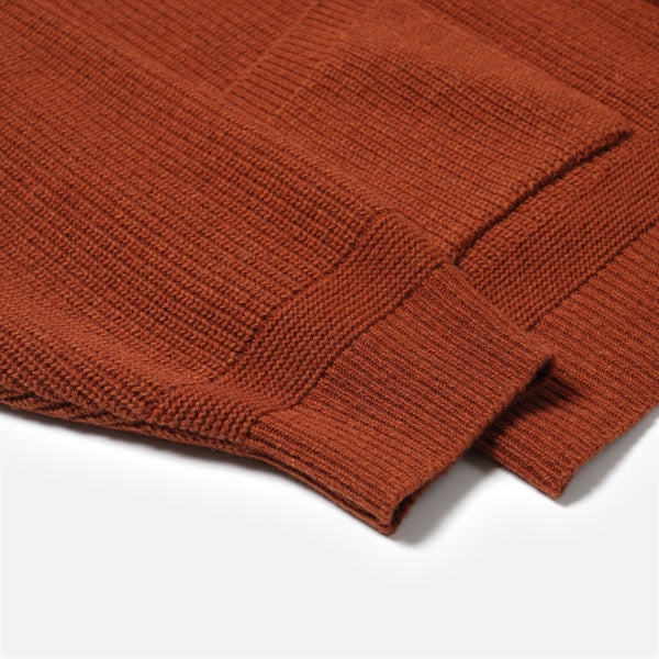 WOOL DECK ZIP UP CARDIGAN - BRICK