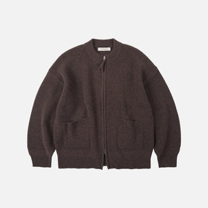 Frizmworks - WOOL DECK ZIP UP CARDIGAN - CHOCO BROWN -  - Main Front View