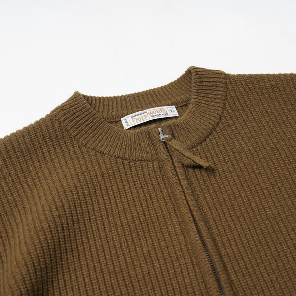 WOOL DECK ZIP UP CARDIGAN - CINNAMON