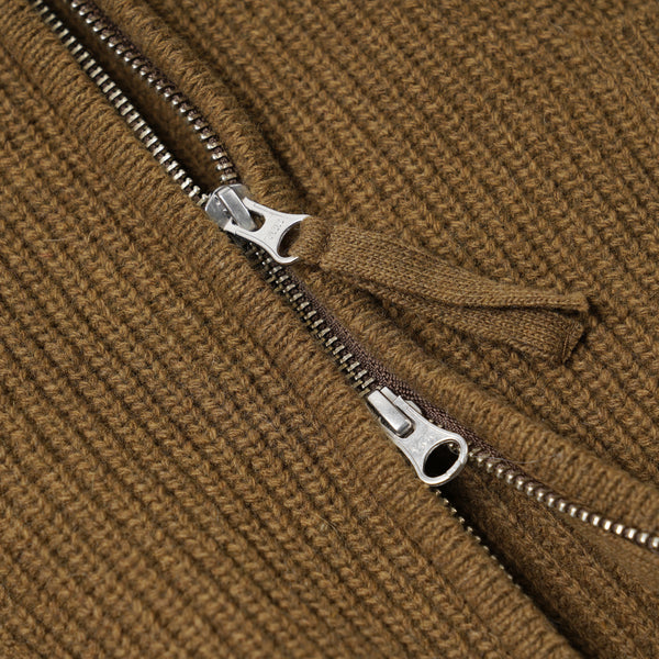 WOOL DECK ZIP UP CARDIGAN - CINNAMON