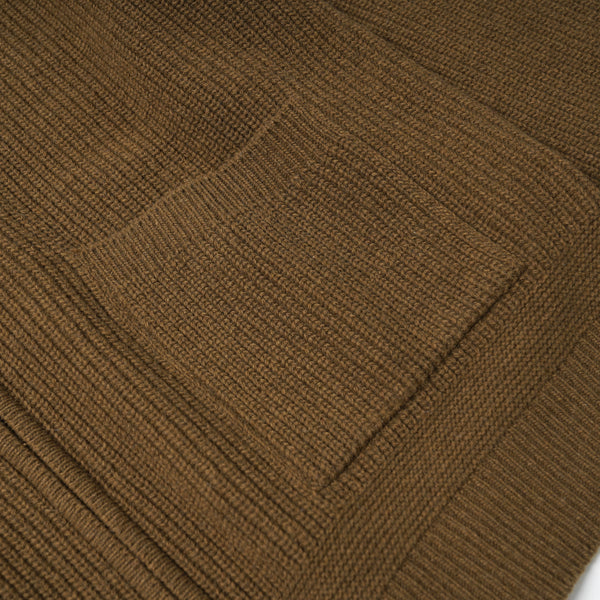 WOOL DECK ZIP UP CARDIGAN - CINNAMON