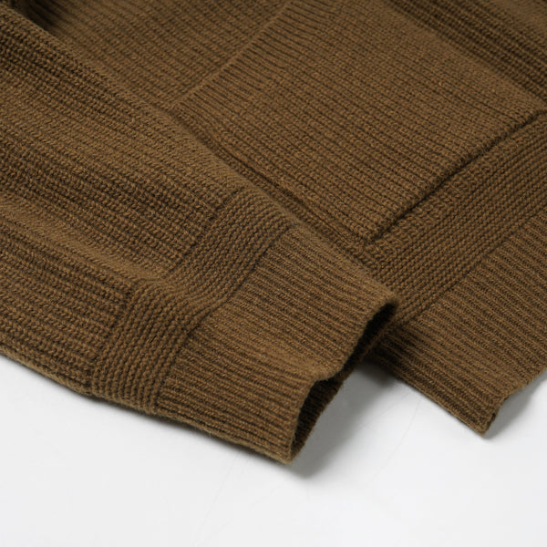 WOOL DECK ZIP UP CARDIGAN - CINNAMON