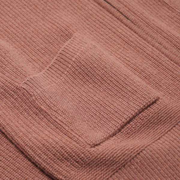 WOOL DECK ZIP UP CARDIGAN - INDIAN PINK
