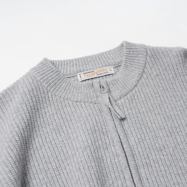 WOOL DECK ZIP UP CARDIGAN - LIGHT GREY