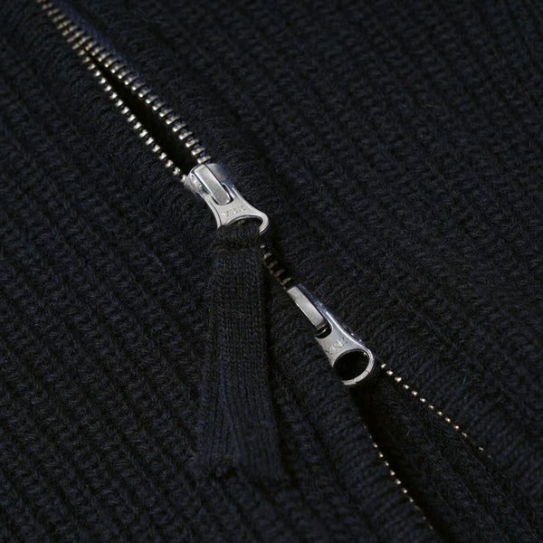 WOOL DECK ZIP UP CARDIGAN - NAVY