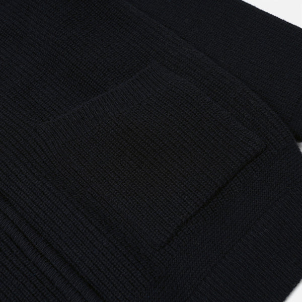 WOOL DECK ZIP UP CARDIGAN - NAVY