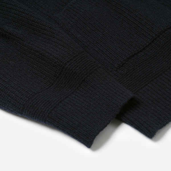 WOOL DECK ZIP UP CARDIGAN - NAVY