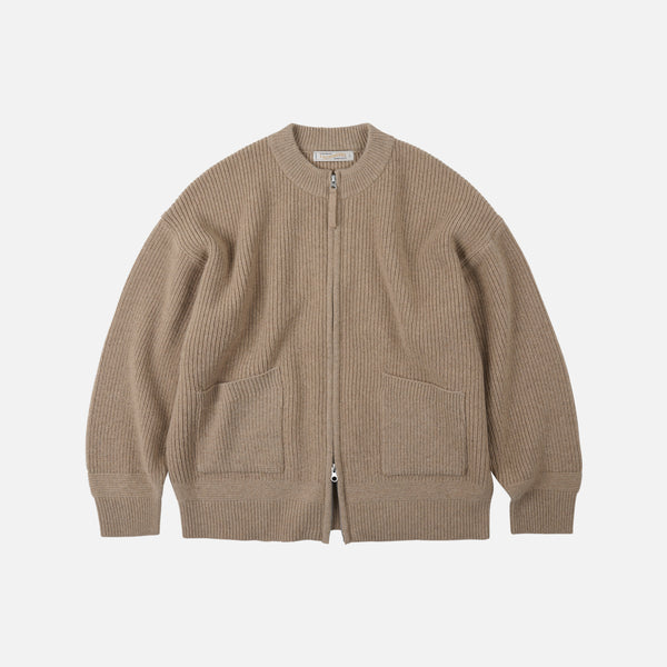WOOL DECK ZIP UP CARDIGAN - OATMEAL