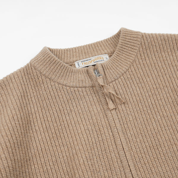 WOOL DECK ZIP UP CARDIGAN - OATMEAL