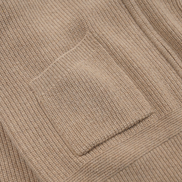 WOOL DECK ZIP UP CARDIGAN - OATMEAL