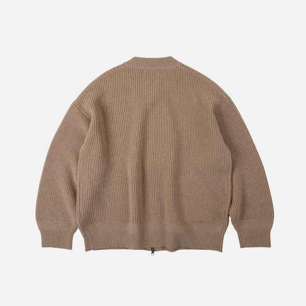 WOOL DECK ZIP UP CARDIGAN - OATMEAL