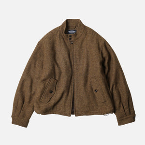 Frizmworks - WOOL HARRINGTON JACKET - BROWN -  - Main Front View